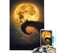 Puzzle da 1000 pezzi per ragazzi luna piena gialla cielo stellato difficile e impegnativo decorazione murale giocattolo fai da te per ragazzi dai 14 anni in su gioco di puzzle offerto (50x75cm)