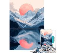 Puzzle da 1000 pezzi per ragazzi luna rosa sopra le montagne giocattolo educativo per l'apprendimento migliora la memoria regalo di compleanno (dimensioni 38x52cm)