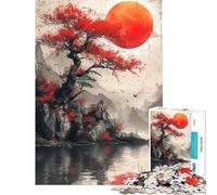 Puzzle da 1000 pezzi per ragazzi Luna Rossa Fiori di Ciliegio Puzzle da 1000 pezzi Decorazione per la casa Giocattolo educativo Gioco dal design accattivante (38x52cm)