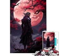 Puzzle da 1000 pezzi per ragazzi Luna Rossa Samurai Giappone giochi rilassanti giocattoli che creano dipendenza per coltivare la pazienza idee regalo apprendimento educativo (dimensioni 38x52cm)