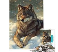 Puzzle da 1000 pezzi per ragazzi lupo che riposa nella neve giochi per famiglie giocattoli educativi regali per il Secret Santa adatto alle coppie (dimensioni 75x50cm)