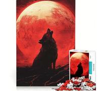 Puzzle da 1000 pezzi per ragazzi: Lupo che ulula alla luna di sangue giochi educativi corsa a tempo collezione d'artista belle arti 38x26cm
