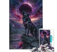 Puzzle da 1000 pezzi per ragazzi Lupo che ulula all'eclissi cosmica Attività divertenti da fare in casa Decorazione perfetta Gioco rompicapo adatto a persone dai 14 anni in su (38x52cm)