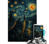 Puzzle da 1000 pezzi per ragazzi Lupo che ulula nella notte stellata sfida impegnativa da completare gioco educativo per famiglie dai 14 anni in su (50x75cm)