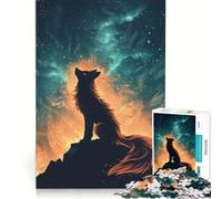 Puzzle da 1000 pezzi per ragazzi: Lupo che ulula sotto un cielo di fuoco cosmico gioco educativo sfida impegnativa regalo di compleanno e unico 38x52cm