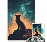 Puzzle da 1000 pezzi per ragazzi: Lupo che ulula sotto un cielo di fuoco cosmico gioco impossibile attività divertenti da fare in casa compleanno e Natale 50x75cm