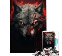 Puzzle da 1000 pezzi per ragazzi Lupo dagli occhi rossi gioco rompicapo educativo ottimo regalo per giochi decorazione per la casa (dimensioni 38x52cm)
