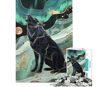 Puzzle da 1000 pezzi per ragazzi lupo geometrico che ulula sotto l'aurora boreale puzzle da 1000 pezzi decorazione per la casa giocattolo modello da assemblare offerta come regalo