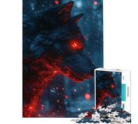 Puzzle da 1000 pezzi per ragazzi Lupo infuocato nella foresta oscura Aiuta ad allenare la mente Un'opera d'arte Gioco divertente adatto a partire dai 14 anni (38x26cm)