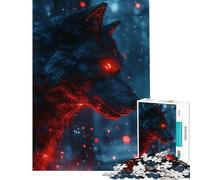 Puzzle da 1000 pezzi per ragazzi Lupo infuocato nella foresta oscura sfida educativa ideale per le vacanze a casa per passare il tempo decorazione domestica giocattolo per ragazzi dai 14 anni in su