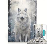 Puzzle da 1000 pezzi per ragazzi Lupo invernale nel bosco giocattolo educativo per divertimento in famiglia adatto come decorazione da scrivania 50x75cm