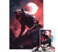 Puzzle da 1000 pezzi per ragazzi Lupo mannaro sotto la luna di sangue gioco rilassante gioco educativo sfida regalo di compleanno analisi e logica (dimensioni 75x50cm)