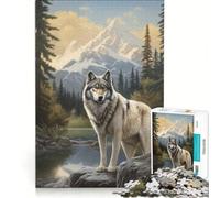 Puzzle da 1000 pezzi per ragazzi Lupo nella foresta Giocattolo educativo Per divertimento in famiglia Adatto come decorazione da scrivania 38x52cm