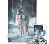 Puzzle da 1000 pezzi per ragazzi Lupo nella foresta innevata Giocattolo educativo Per divertimento in famiglia Adatto come decorazione da scrivania 38x52cm