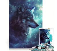 Puzzle da 1000 pezzi per ragazzi Lupo nello spazio e nella galassia giocattolo educativo per divertimento in famiglia adatto come decorazione da scrivania 38x26cm