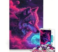 Puzzle da 1000 pezzi per ragazzi Lupo nello spazio e nella galassia giocattolo fai da te decorazione da parete con pezzi di forma casuale completamente ad incastro 50x75cm