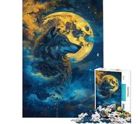 Puzzle da 1000 pezzi per ragazzi Lupo nello spazio galassia sfida educativa decorazione per la casa gioco educativo adatto a partire dai 14 anni (50x75cm)