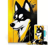 Puzzle da 1000 pezzi per ragazzi,lupo nero e giallo,gioco di incastro preciso,gioco di abilità mentale,divertimento rilassante,ideale per compleanni (38x26cm)