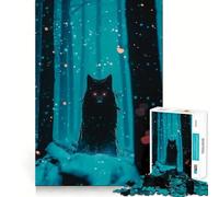 Puzzle da 1000 pezzi per ragazzi Lupo nero nella foresta innevata Gioco di incastri fluidi,divertente,gioco di logica,regalo rilassante,arte per il tempo libero natalizio 38x26cm