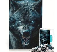 Puzzle da 1000 pezzi per ragazzi Lupo Nero Selvaggio Gioco Pratico Tempo Libero da Casa Compleanno e Natale 50x75cm