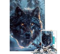 Puzzle da 1000 pezzi per ragazzi Lupo nero selvaggio nella neve Gioco per famiglie sfida per l'intelligenza giocattolo avvincente regalo per il Secret Santa migliora la memoria (dimensioni 38x52cm)