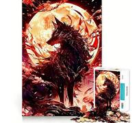 Puzzle da 1000 pezzi per ragazzi,Lupo nero sotto la luna piena,con incastri lisci,divertente,gioco di logica,regalo,gioco rilassante,arte per il tempo libero natalizio 38x26cm