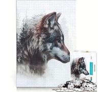 Puzzle da 1000 pezzi per ragazzi Lupo Predatore Silenzioso Giocattolo Fai da Te Decorazione da Parete con Pezzi Completamente Ad Incastro di Forma Casuale 38x52cm