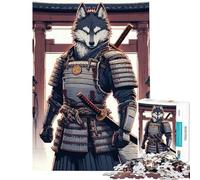 Puzzle da 1000 pezzi per ragazzi lupo samurai guerriero giapponese divertente attività da fare in casa decorazione perfetta gioco rompicapo adatto a partire dai 14 anni (38x26cm)