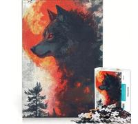 Puzzle da 1000 pezzi per ragazzi Lupo Sangue Luna gioco pratico divertente e spiritoso regalo di compleanno e originale 38x26cm
