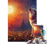 Puzzle da 1000 pezzi per ragazzi Lupo ululante al chiaro di luna sfida da completare divertimento per tutta la famiglia giocattolo antistress per ragazzi dai 14 anni in su (38x52cm)