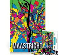 Puzzle da 1000 pezzi per ragazzi,Maastricht,Paesi Bassi,Pop Art,mappa della città,design finemente intagliato,gioco di logica,regalo,divertimento rilassante,compleanno,divertimento (38x52cm)