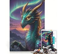 Puzzle da 1000 pezzi per ragazzi: maestoso drago con aurora boreale decorazione da parete passatempo ideale per le vacanze per rafforzare il legame di coppia 50x75cm