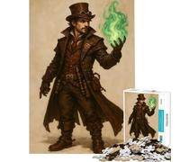 Puzzle da 1000 pezzi per ragazzi mago steampunk con fuoco verde giochi per famiglie giocattoli educativi regali di Babbo Natale segreto adatto alle coppie (dimensioni 75x50cm)