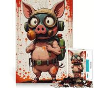 Puzzle da 1000 pezzi per ragazzi,maialino dei cartoni animati con maschera antigas,gioco di incastro preciso,sfida mentale,giocattolo divertente e rilassante,scena natalizia (38x52cm)