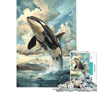 Puzzle da 1000 pezzi per ragazzi Majestic Orca Rising giochi per famiglie giocattoli educativi regali per il Secret Santa adatto alle coppie (dimensioni 38x52cm)