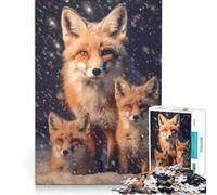 Puzzle da 1000 pezzi per ragazzi: Mamma volpe rossa nella neve gioco interattivo migliora la memoria compleanno e Natale 38x52cm