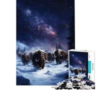 Puzzle da 1000 pezzi per ragazzi Mammut lanosi sotto il cielo notturno difficile e stimolante decorazione murale fai da te giocattolo per ragazzi dai 14 anni in su gioco di puzzle offerto (38x52cm)