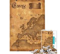 Puzzle da 1000 pezzi per ragazzi mappa antica dell'Europa puzzle per adulti gioco per famiglie migliora la memoria attività divertenti da fare a casa (dimensioni 38x26cm)