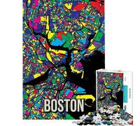 Puzzle da 1000 pezzi per ragazzi mappa colorata della città di Boston giocattolo educativo per l'apprendimento giochi rilassanti analisi e logica regalo di compleanno (dimensioni 38x52cm)
