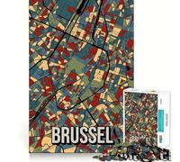 Puzzle da 1000 pezzi per ragazzi,mappa della città di Bruxelles,arte astratta da viaggio,gioco divertente,tempo libero,decorazione natalizia da parete (38x26cm)