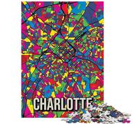 Puzzle da 1000 pezzi per ragazzi mappa della città di Charlotte in stile Pop Art puzzle per adulti puzzle per divertimento in famiglia stimolante da completare gioco divertente per tutta la famiglia