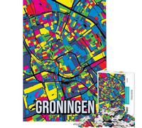 Puzzle da 1000 pezzi per ragazzi mappa della città di Groningen pop art sfida per l'intelligenza giocattolo avvincente giochi per famiglie un'opera d'arte idee regalo (dimensioni 38x52cm)