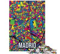 Puzzle da 1000 pezzi per ragazzi mappa della città di Madrid Spagna stile Pop Art sfida impegnativa per compleanni Natale rompicapo per tutta la famiglia (38x26cm/1000 pezzi)