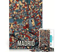 Puzzle da 1000 pezzi per ragazzi,mappa della città di Madrid,Spagna,viaggio,arte,design finemente intagliato,gioco di logica,regalo,divertimento rilassante,compleanno,gioco (38x26cm)