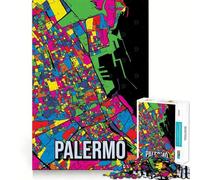 Puzzle da 1000 pezzi per ragazzi,mappa della città di Palermo,disegno,taglio perfetto,logica divertente,giocattolo divertente,gioco tranquillo,divertimento per il compleanno (38x52cm)
