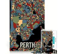 Puzzle da 1000 pezzi per ragazzi,mappa della città di Perth,Australia,vintage retrò,con intagli precisi,divertente gioco di logica,gioco tranquillo,decorazione natalizia,regalo (38x52cm)