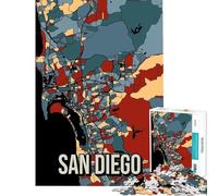 Puzzle da 1000 pezzi per ragazzi mappa della città di San Diego gioco interattivo giocattolo avvincente per coltivare la pazienza regalo di compleanno decorazione per la casa (dimensioni 38x52cm)