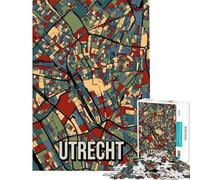 Puzzle da 1000 pezzi per ragazzi mappa della città di Utrecht Paesi Bassi puzzle artistico per ragazzi migliora la memoria lista dei desideri con Babbo Natale gioco educativo per famiglie 50x75cm