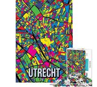 Puzzle da 1000 pezzi per ragazzi mappa della città di Utrecht Paesi Bassi stile Pop Art Gioco divertente e coinvolgente per coltivare la pazienza Regalo di compleanno adatto anche alle coppie