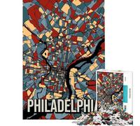 Puzzle da 1000 pezzi per ragazzi mappa di Filadelfia dai toni della terra gioco pratico giocattolo avvincente per coltivare la pazienza ottimo regalo sfida impegnativa (dimensioni 38x26cm)